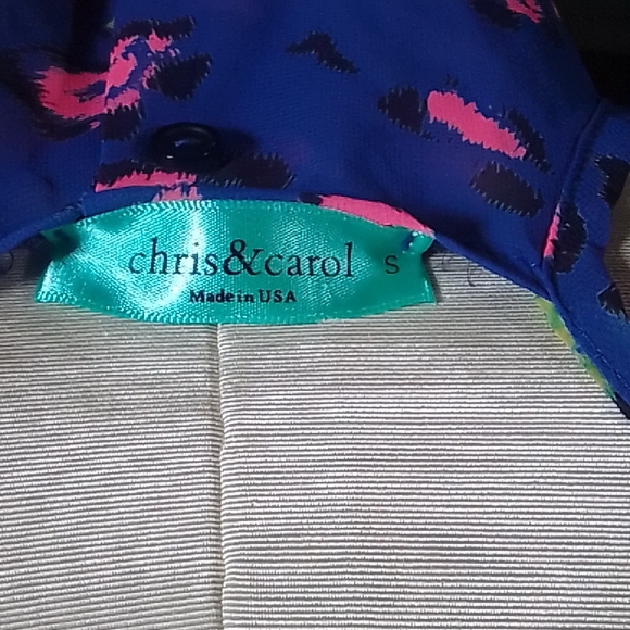 Chris & Carol blue flower print spaghetti blouse - Picture 6 of 6